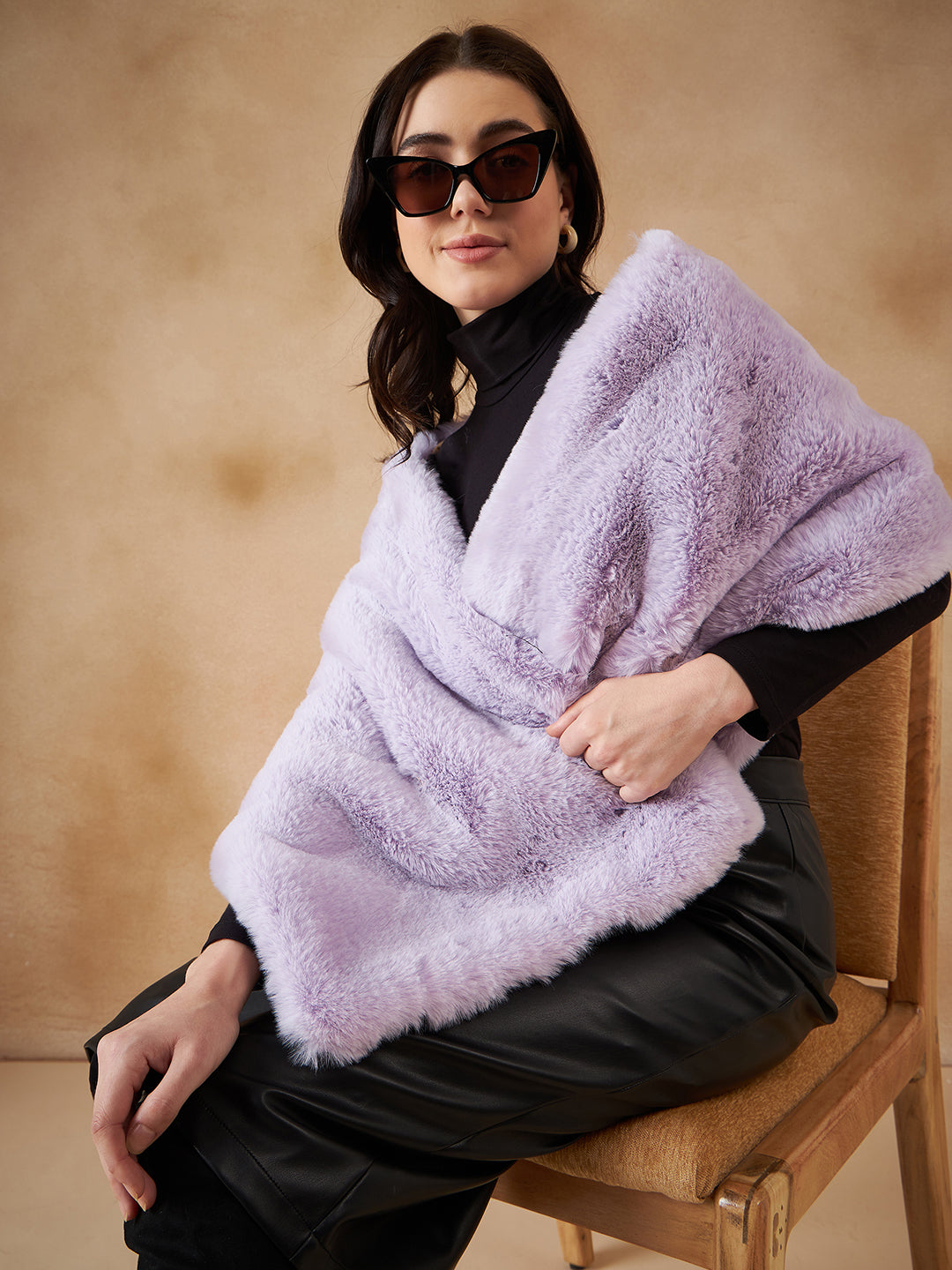 InWeave Women's Mauve Fur Cape - Swadesiicart