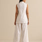 trueBrowns White Pineapple Sleeveless Jacket Pant Set | Swadesiicart