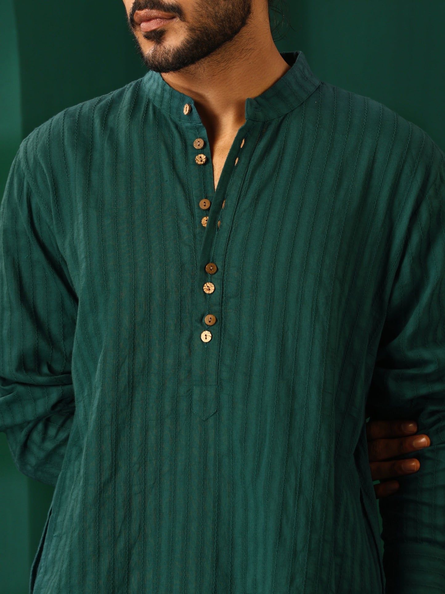 trueBrowns Men's Turquoise Dobby Co-ord Set - Swadesiicart