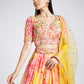 House of Panchhi Yellow Colour Organza Floral Design Digital Print Lehenga Choli & Dupatta | Swadesiicart