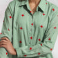 trueBrowns Green Cotton Embroidered Shirt Dress | Swadesiicart