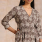 trueBrowns Clay Dabu Overall Print Cotton Wrap Dress | Relove | Swadesiicart