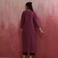 trueBrowns Mauve Cotton Dobby Front Slit Kurta Set | Swadesiicart