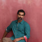 trueBrowns Men's Teal Cotton Shirt | Swadesiicart