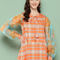 Ahalyaa Checked Tie-Up Neck Sequined Ethnic A-Line Midi Dress | Swadesiicart