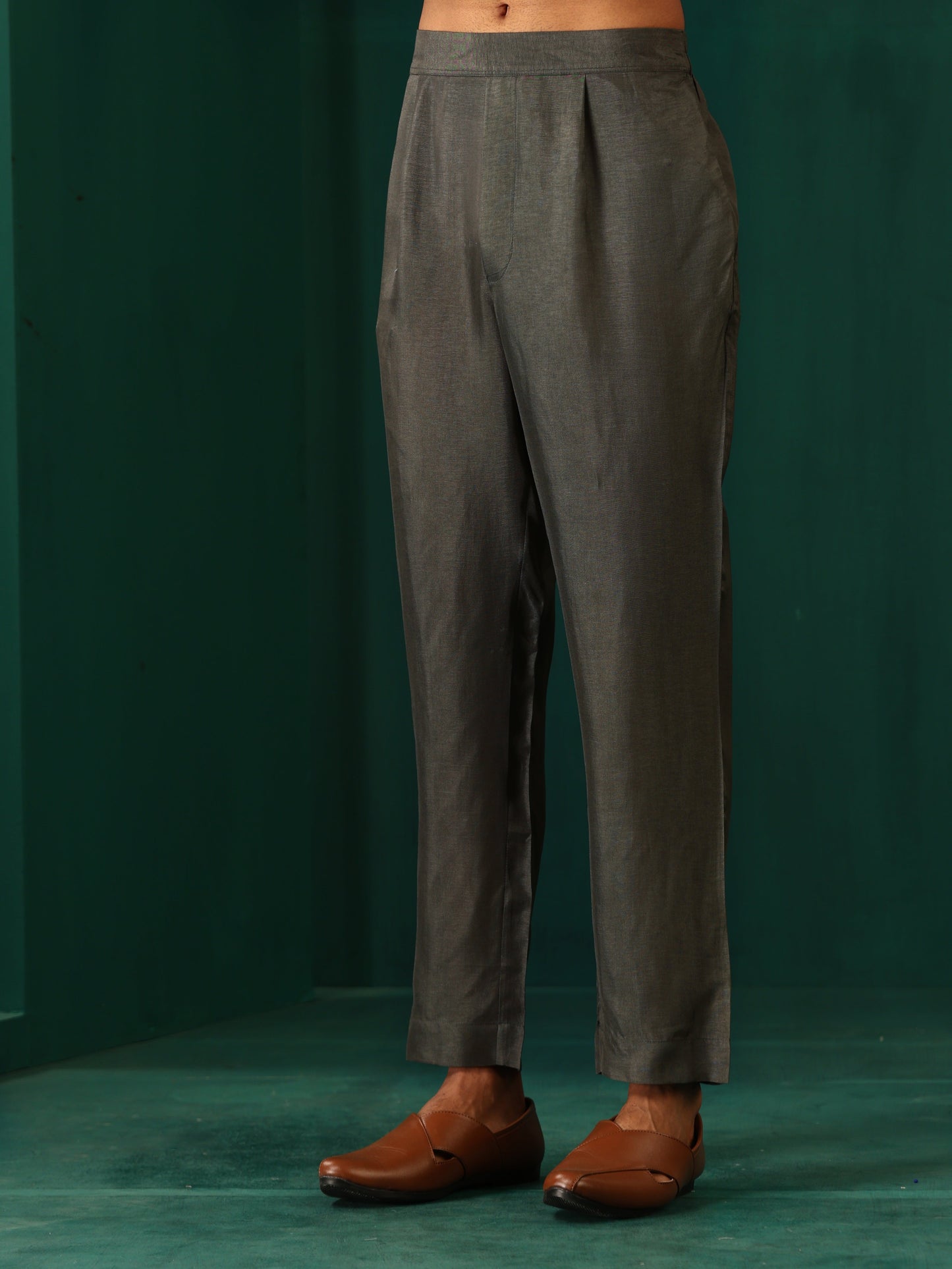 trueBrowns Men's Grey Diamond Viscose Silk Co-ord Set - Swadesiicart