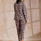 trueBrowns Black Floral Overall Bagru Print Cotton Pant Suit Set | Swadesiicart