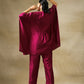 trueBrowns Purple Textured Silk Gathered Kaftan Co-Ord Set - Swadesiicart