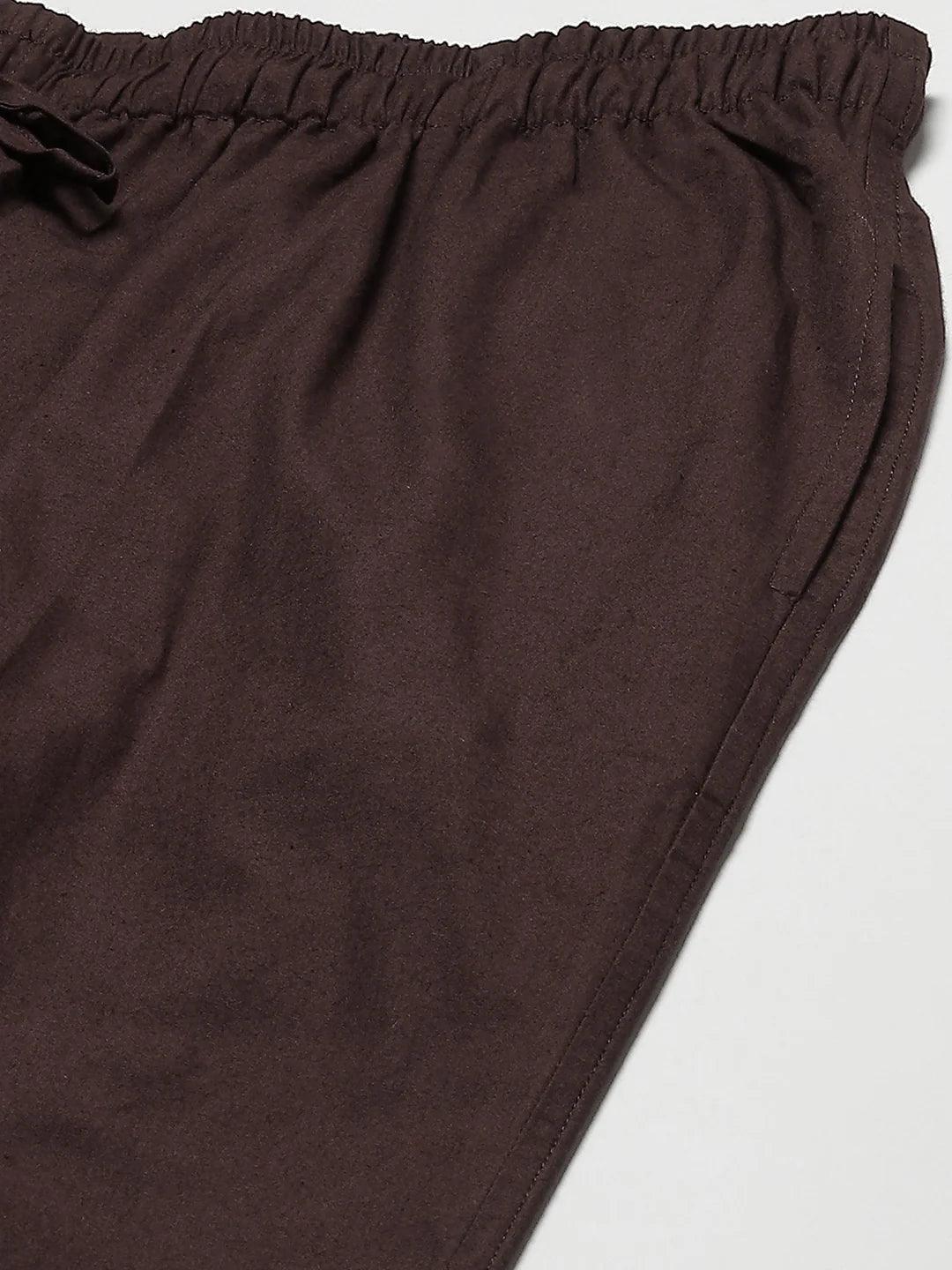 Fabmade Men's Brown Cotton Linen Pyjama | Swadesiicart