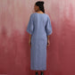 trueBrowns Sky Blue Cotton Dobby Dress | Swadesiicart