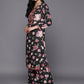 Ahalyaa Women Black Floral Printed Gotta Patti Kurta with Palazzos & With Dupatta | Swadesiicart