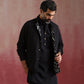trueBrowns Men's Black Ikat Print Cotton Reversible Nehru Jacket | Swadesiicart