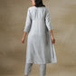 trueBrowns Grey Bandhani Printed Silk Yoke Kurta Pant Set | Swadesiicart