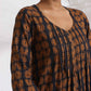 trueBrowns Black Cotton Print Pleated Flared Kurta Set | Swadesiicart