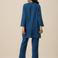 trueBrowns Classic Blue Slub Texture Relax Fit Co-Ord Set - Swadesiicart