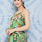 InWeave Women's Mint Green Leaf Japanese Art Strappy Set - Swadesiicart