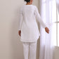 trueBrowns White Dobby Front Placket Co-Ord Set - Swadesiicart