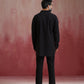 trueBrowns Men's Black Cotton Shirt Collar Stylized Kurta Co-ord set - Swadesiicart
