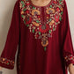 trueBrowns Maroon Kashmiri Floral Embroidered Woollen Phiran Kurta | Swadesiicart