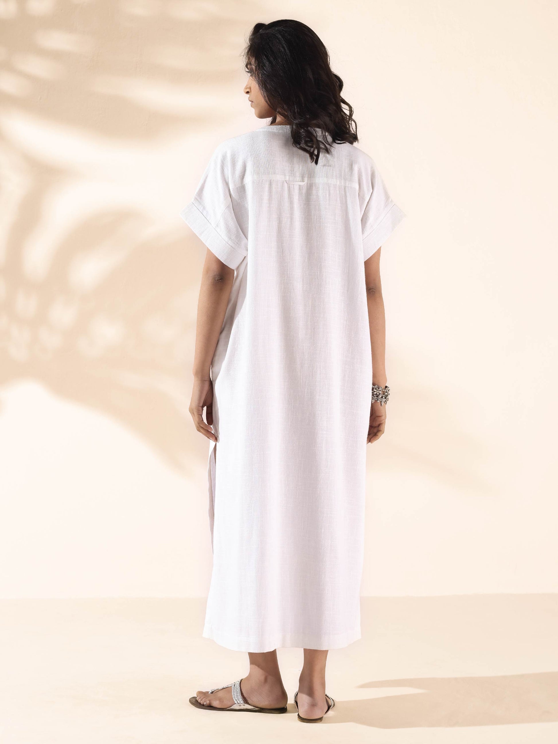 trueBrowns White Cotton Oversized Dress | Swadesiicart