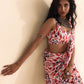 trueBrowns Carrot Muslin Ikat Ready to Wear Saree | Swadesiicart