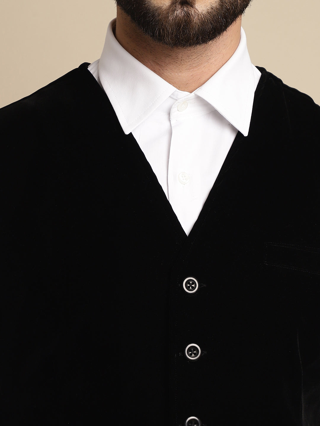 Even Apparels Men's Black Waistcoat with welt pockets | Swadesiicart