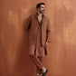 trueBrowns Men's Brown Cotton Front Open Kurta | Swadesiicart