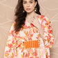 Ahalyaa Women Floral Printed Flared Sleeves Gotta Patti Crepe Kaftan Kurta | Swadesiicart