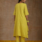 trueBrowns Lime Gold Cotton Handkerchief Kurta Set | Swadesiicart