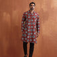 trueBrowns Men's Rust Printed Kurta | Swadesiicart