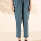 trueBrowns Turquoise Viscose Dobby Flared Kurta Pant Set | Swadesiicart