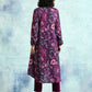 trueBrowns Wine Printed Velvet Neck Pleat Kurta | Swadesiicart