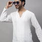 Even Apparels White Pure Cotton Open Neck Kurta | Swadesiicart