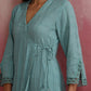 trueBrowns Aqua Blue Cotton Dobby Angrakha Kurta Set | Swadesiicart