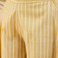 InWeave Women's Light Yellow Lurex Kantha Mandarin Neck Kurta Palazzo Set - Swadesiicart