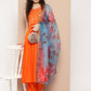 InWeave Women's Orange Mirror Work Aline Strappy Kurta Set Blue Fuchsia Or Dupatta - Swadesiicart