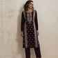 trueBrowns Purple Velvet Embroidered Kurta Pant Dupatta Set | Swadesiicart