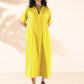 trueBrowns Lime Cotton Front Slit Dress | Swadesiicart