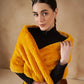 InWeave Women's Yellow Long Faux Fur Cape - Swadesiicart