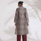 trueBrowns Beige Cotton Geometric Print Shirt Kurta Set | Swadesiicart