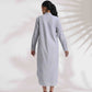 trueBrowns Grey Stripe Cotton Shirt Dress | Swadesiicart