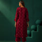 trueBrowns Maroon Diamond Viscose Silk Puff Sleeve Kurta Pant Set | Swadesiicart