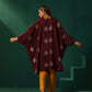 trueBrowns Wine Geometric Viscose Silk Kaftan Kurta Pant Set | Swadesiicart