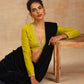 trueBrowns Lime Velvet Embroidered Blouse | Swadesiicart