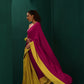 trueBrowns Lime Yellow Pink Muslin Silk Ready to Wear Saree | Swadesiicart