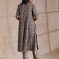 trueBrowns Clay Dabu Zig-Zag Motifs Print Cotton Kurta Pant Set | Swadesiicart
