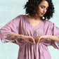 trueBrowns Light Mauve Printed Velvet Co-Ord Set - Swadesiicart