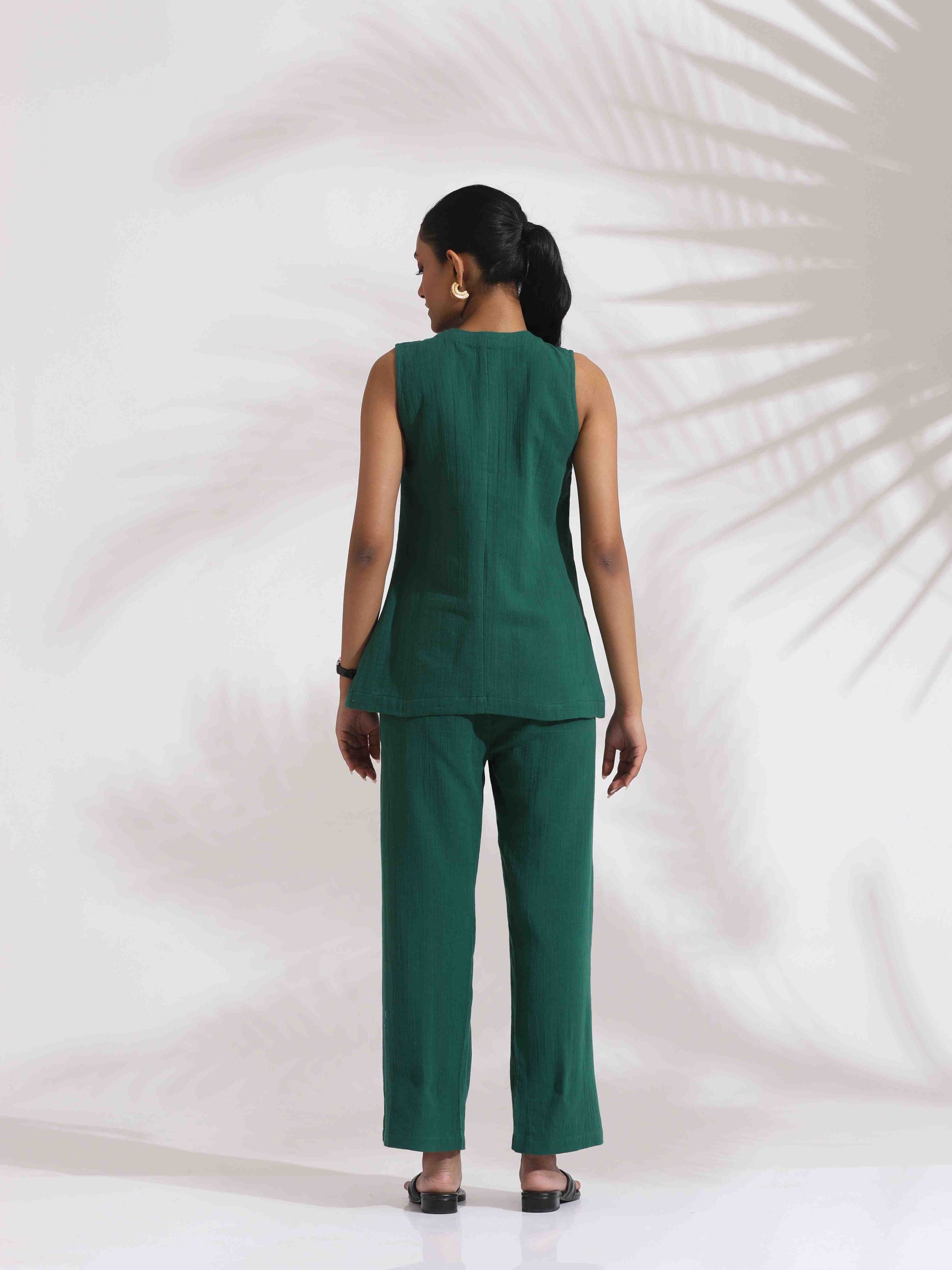 trueBrowns Green Cotton Co-ord Set - Swadesiicart