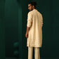trueBrowns Men's Ivory Geometric Floral Viscose Silk Long Kurta | Swadesiicart