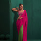 trueBrowns Pink Muslin Silk Leaf Printed Scoop Neck Sleeveless Blouse | Swadesiicart